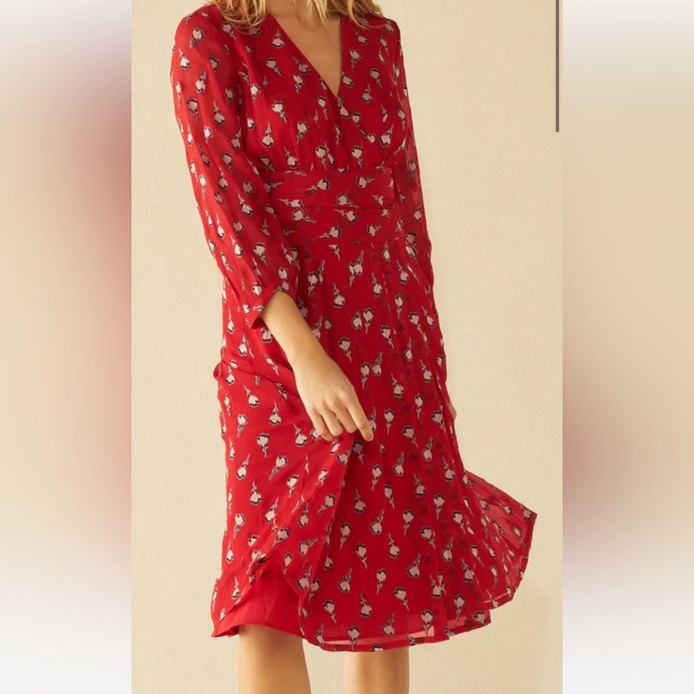 Ba&sh red patterned wrap dress